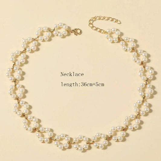 Ins Pearl Flowers Necklace Women's Clavicle Chain Jewelry Accessories